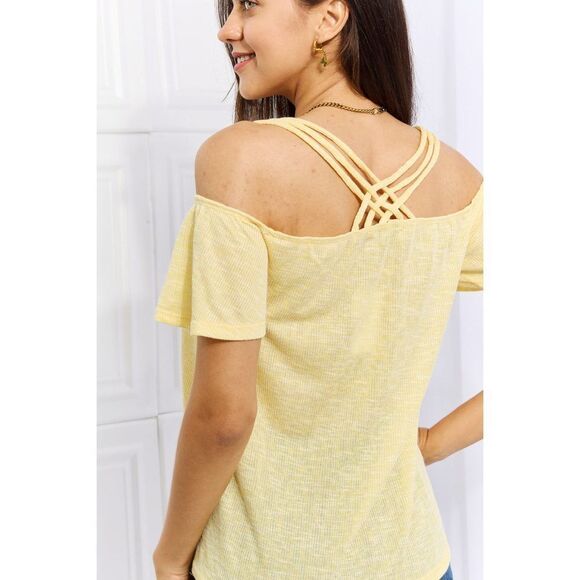 Culture Code On The Move Full Size Off The Shoulder Flare Sleeve Top In Sand Ye - Picture 9 of 9